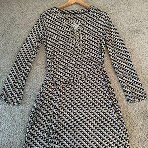 Spense Black Gold Chain Tie Front Belted Shift Dress Size 6